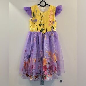 NWOT Bébé Floral Yellow and Purple Kids Dress